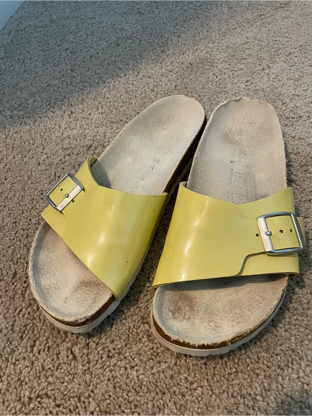Birkenstock Madrid Slide Yellow Single-Band with Silver Buckles